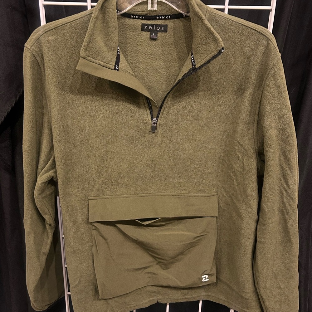 ZELOS Men's Zip-Up Sweater in Olive